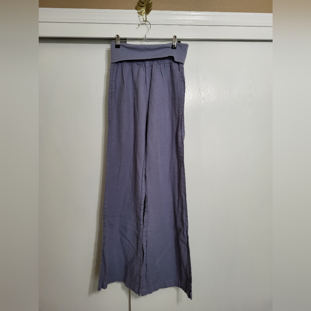 Bella Dahl 100% linen wide leg athleisure  pants